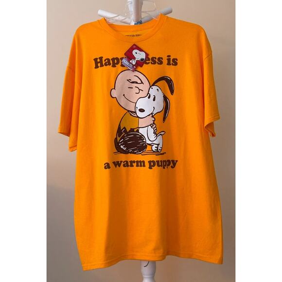 Peanuts T-Shirt Gold Charlie Brown Snoopy Hugs Graphic Unisex Comics Tee XL - Picture 1 of 6